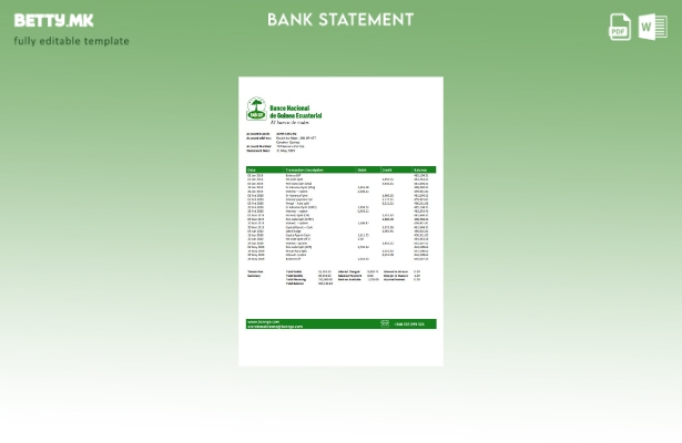 модерен стил Екваторијална Гвинеја Шаблон збор за извод од банка на Народната ба
